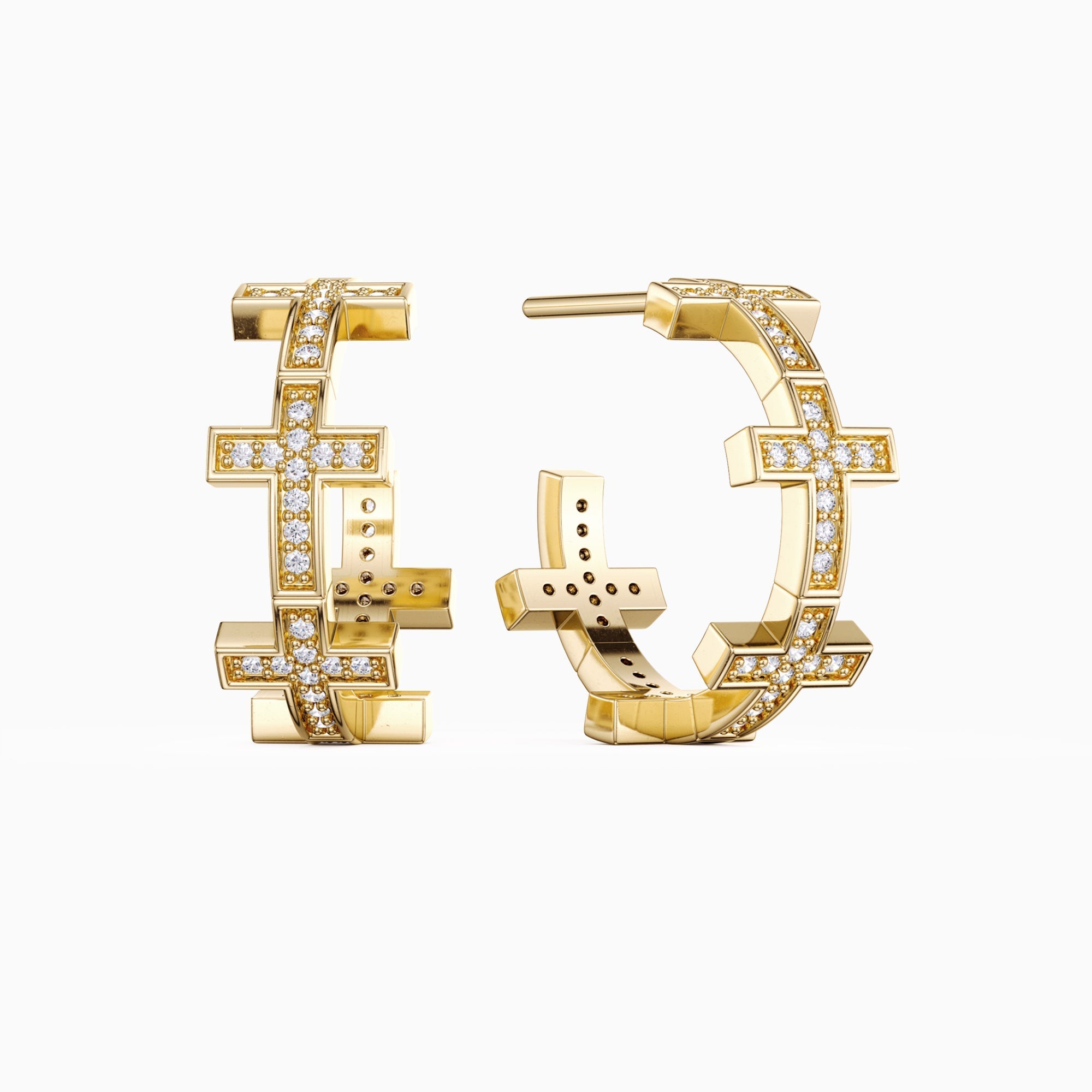 Half Hoop Five Cross Stud Earrings