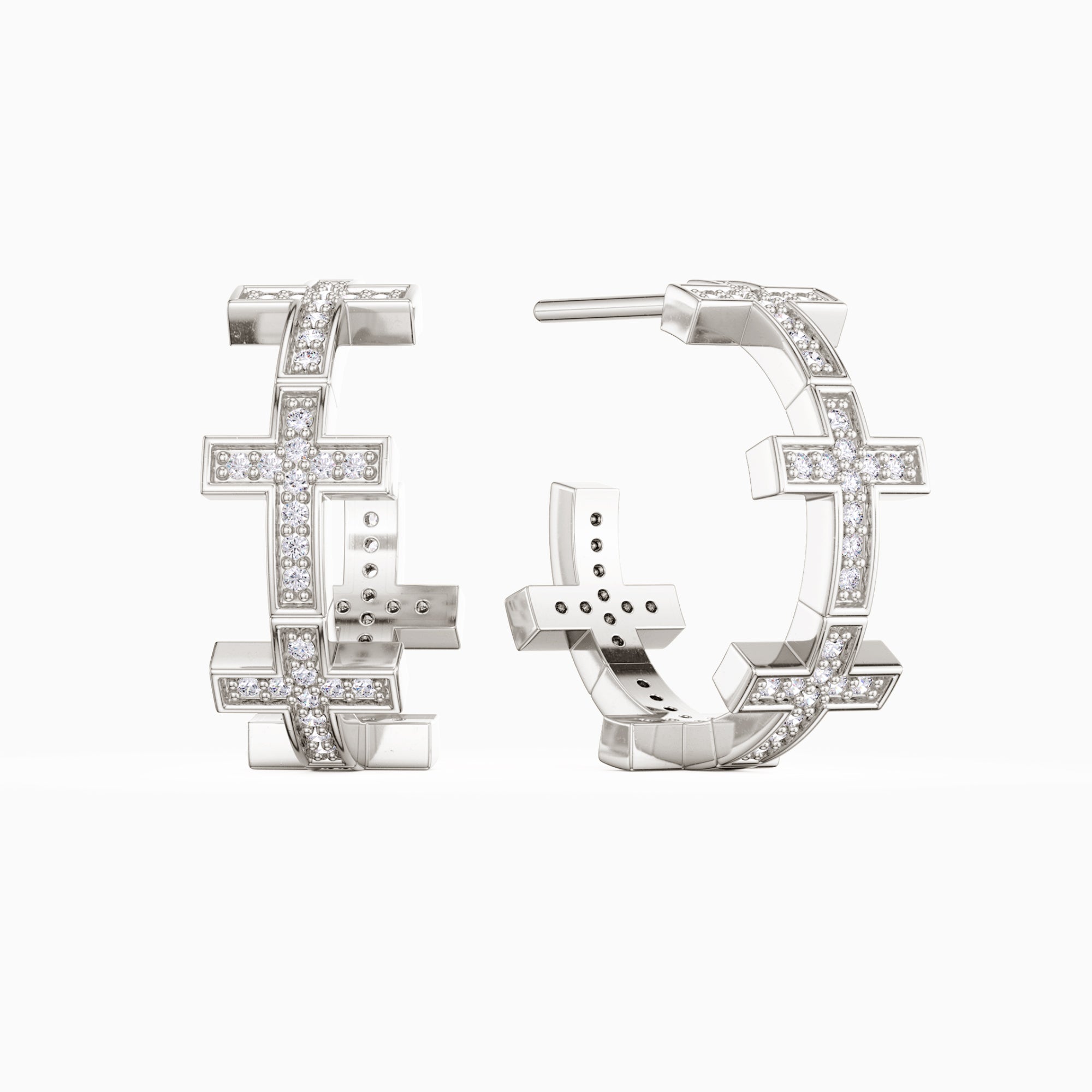 Half Hoop Five Cross Stud Earrings