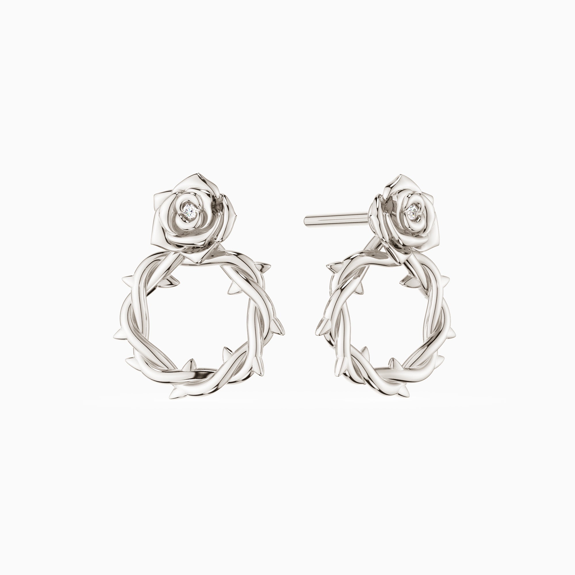 Crown of Thorns Rose Stud Earrings