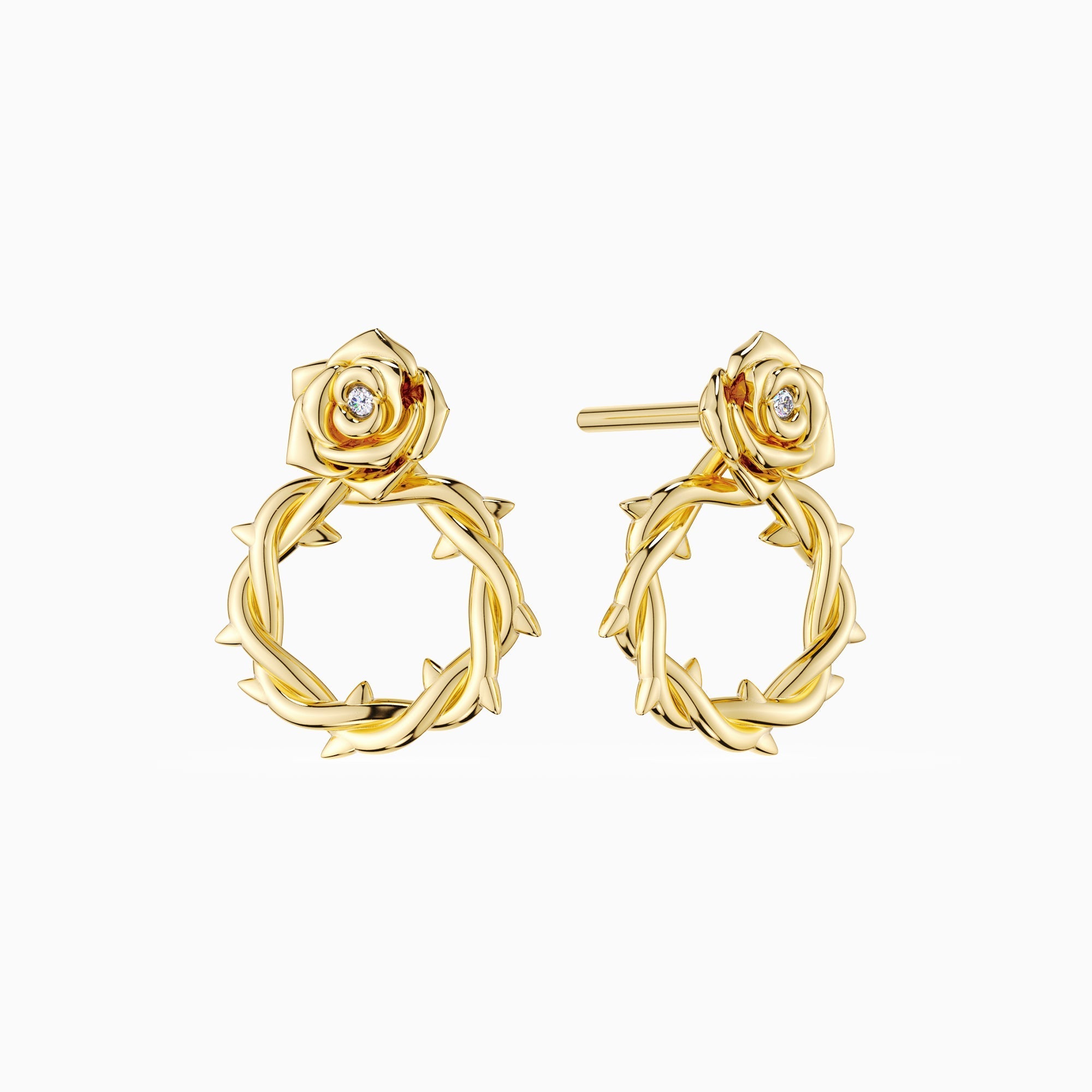 Crown of Thorns Rose Stud Earrings