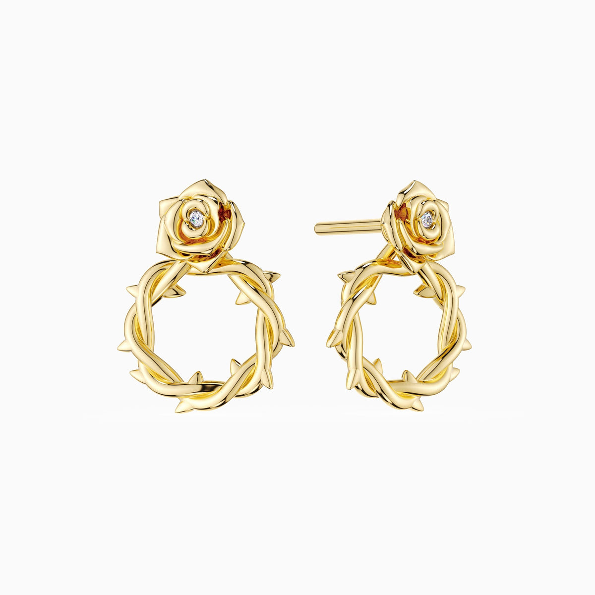 Crown of Thorns Rose Stud Earrings