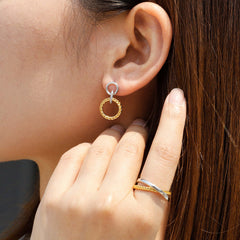 Two-Tone Manna Interlocking Halo Stud Earrings