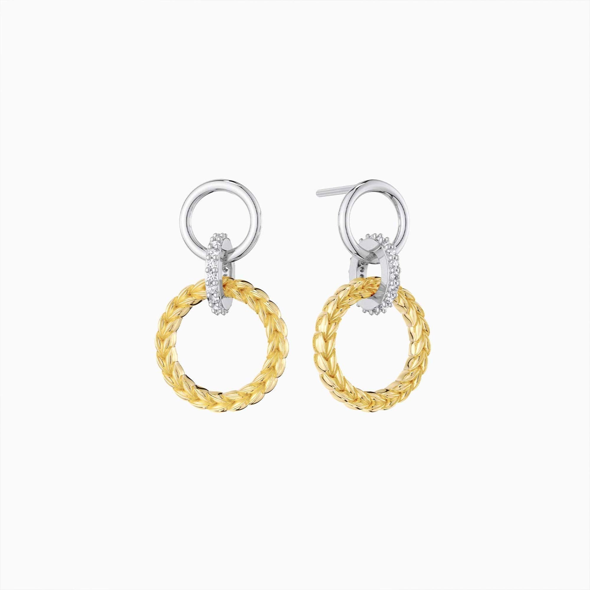Two-Tone Manna Interlocking Halo Stud Earrings