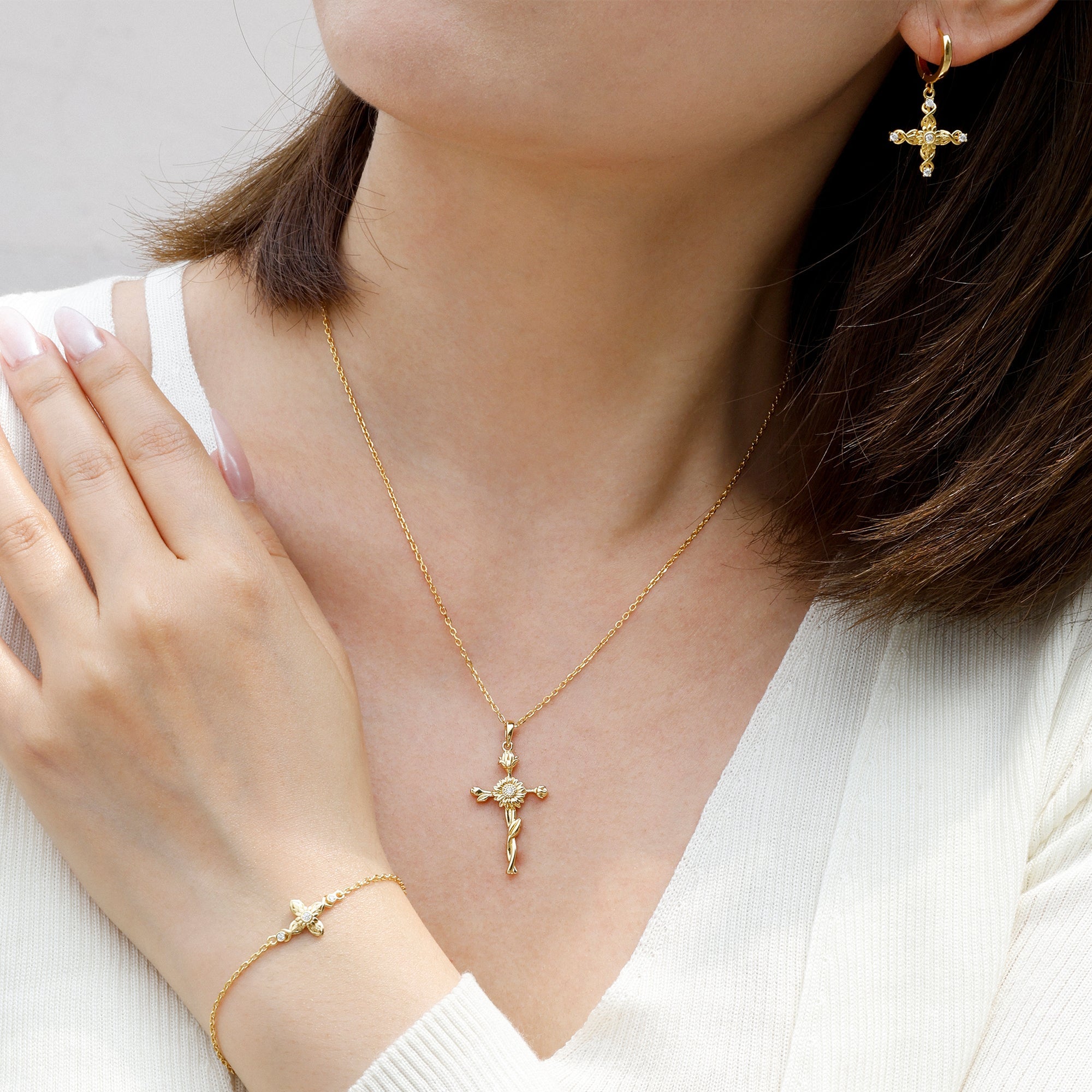 Floral Cross November Sunflower Bracelet