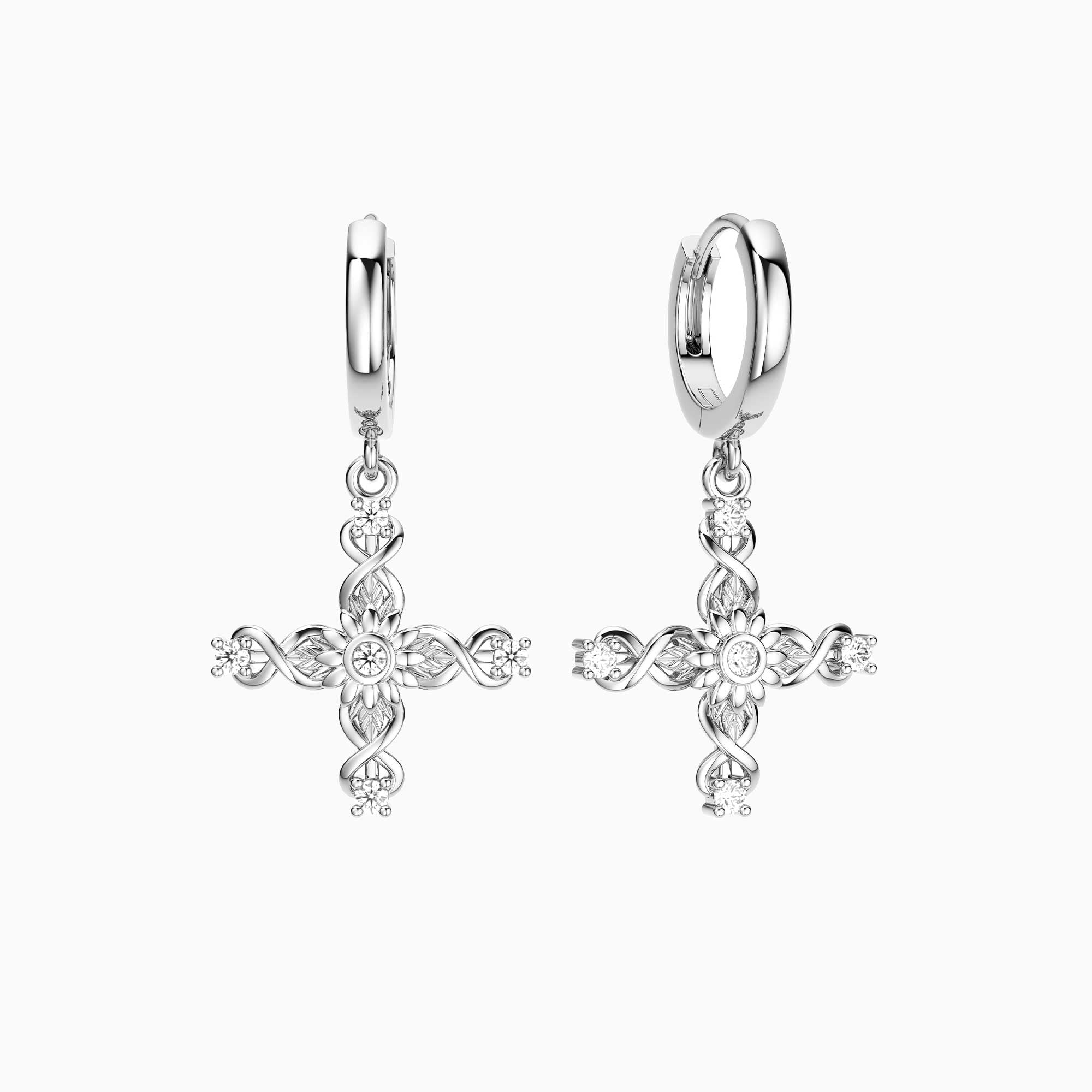 Floral Cross November Sunflower Hoop Earrings