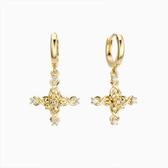 Floral Cross March Daffodils Hoop Earrings