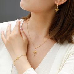 Floral Cross Tulip Hoop Earrings