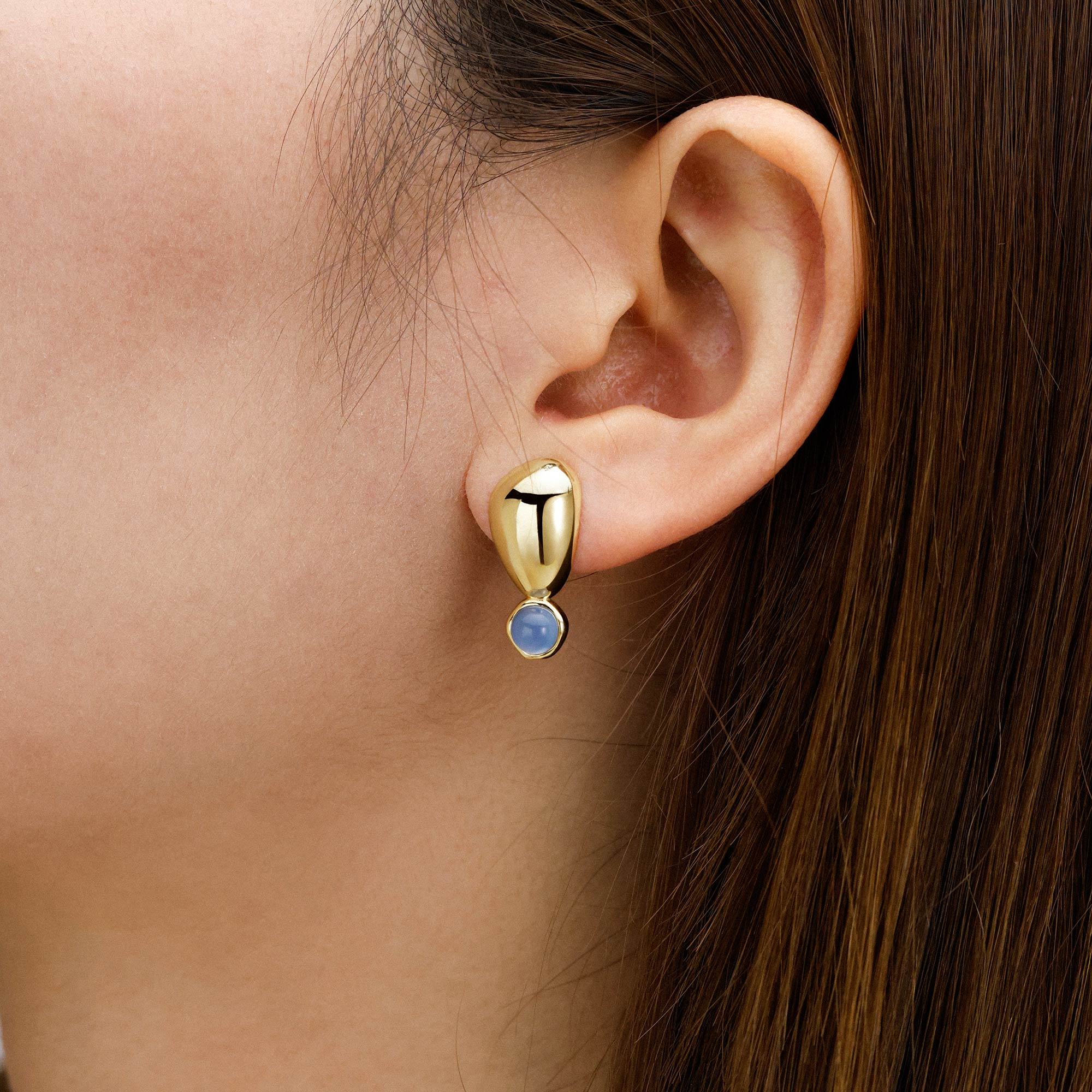 Seren Droplet Gemstone Fluid Stud Earrings