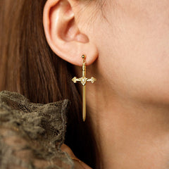 Verity Sword Cross Drop Earrings