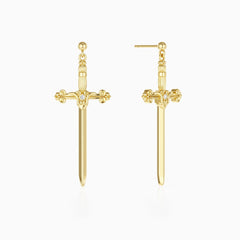 Verity Sword Cross Drop Earrings