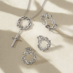 Crown of Thorns Cross Necklace