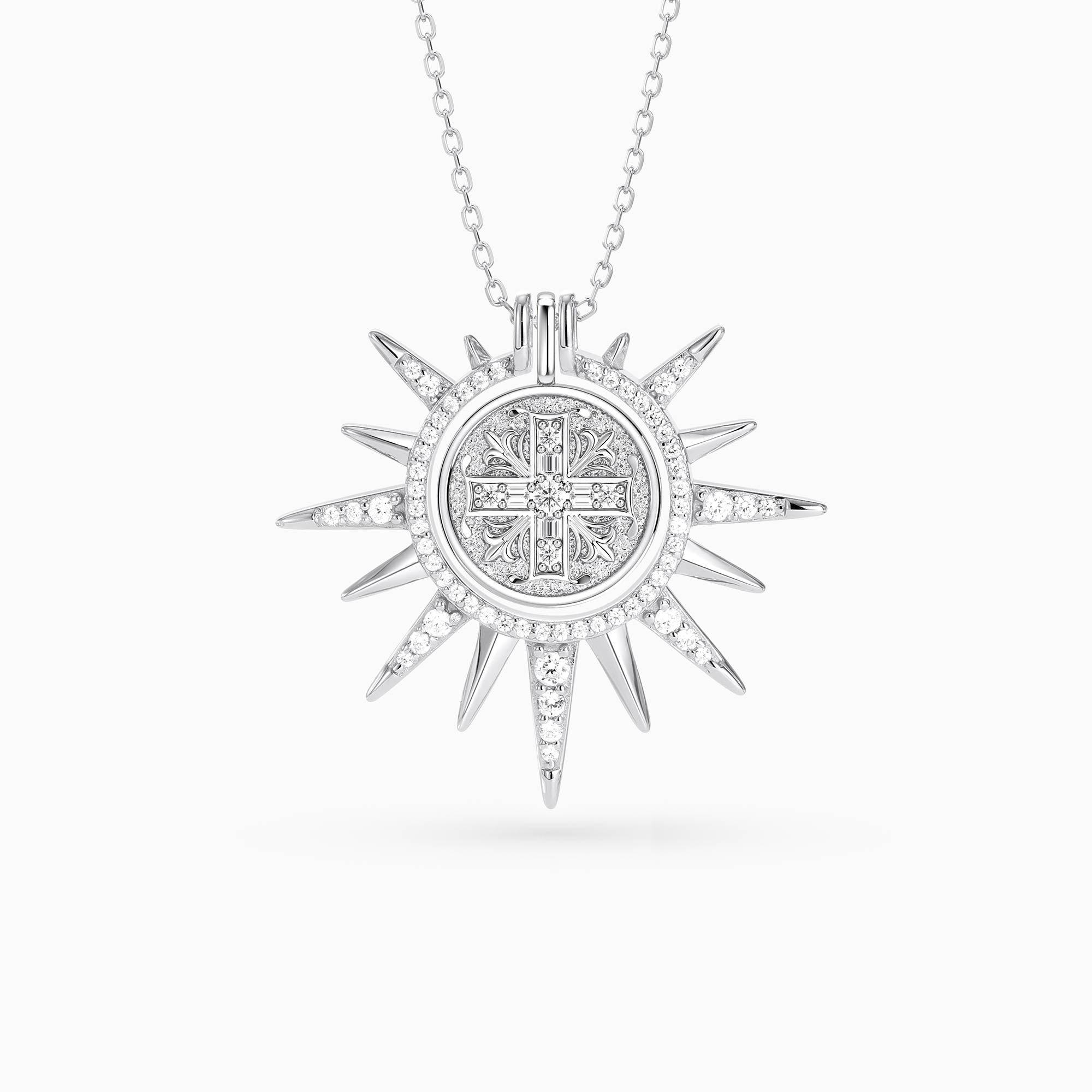 Byzantine Cross Medallion Sunburst Necklace