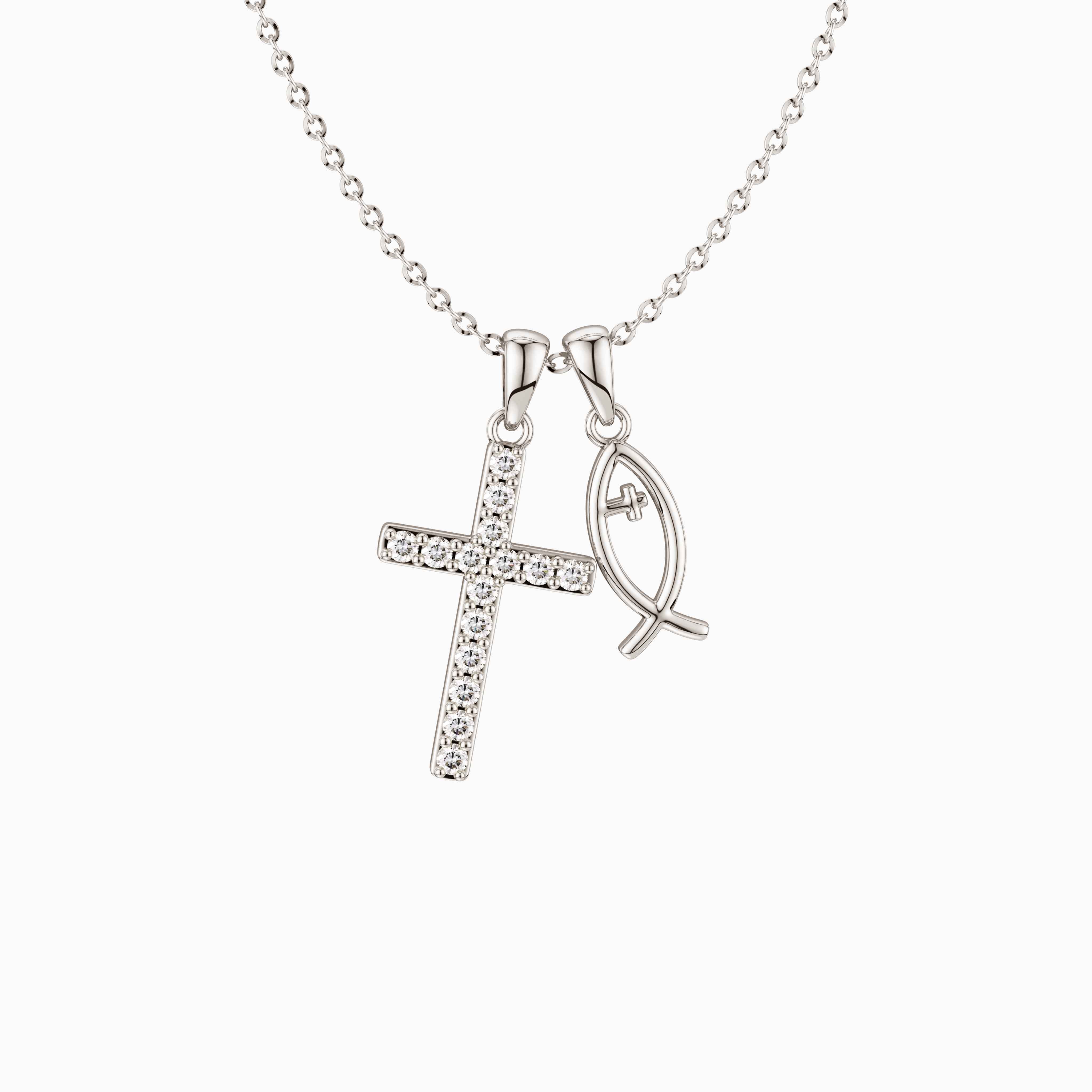 We Will be With You Cross Ichthys Necklace