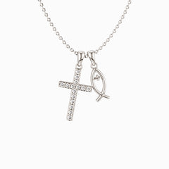 We Will be With You Cross Ichthys Necklace