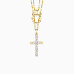 Gold Layered Circle Cross Necklace
