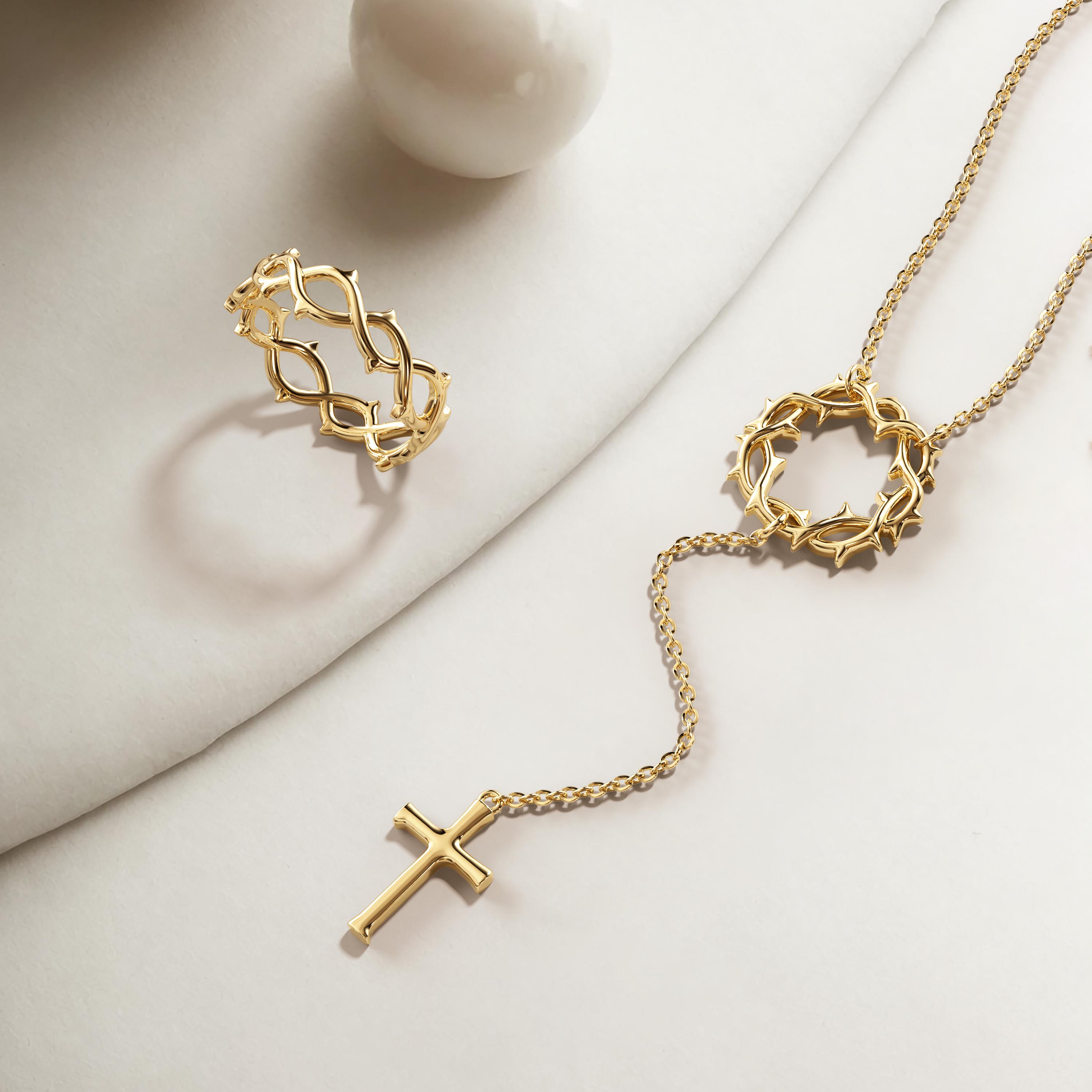 Cross Crown of Thorns Necklace
