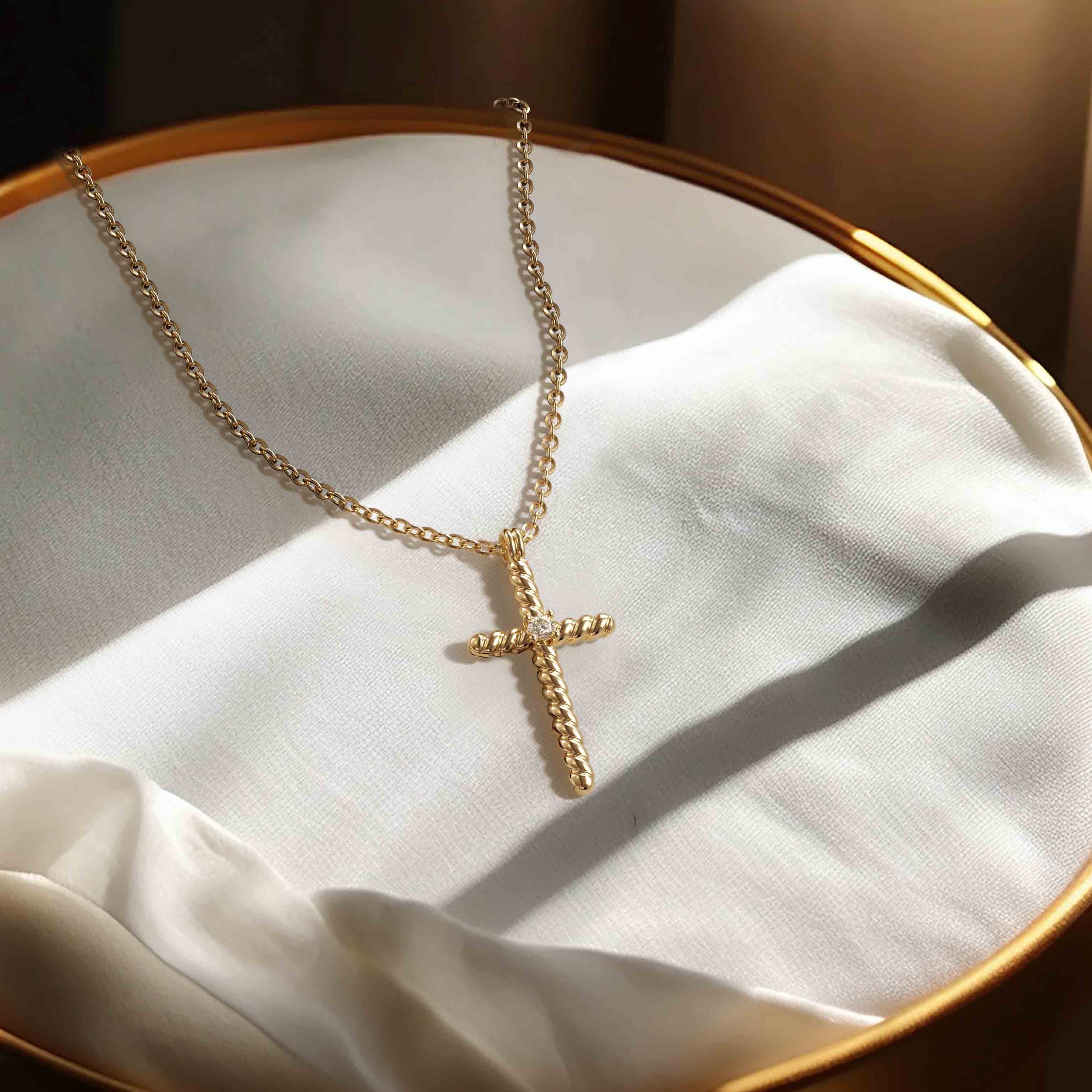 Rope Cross Pendant Necklace