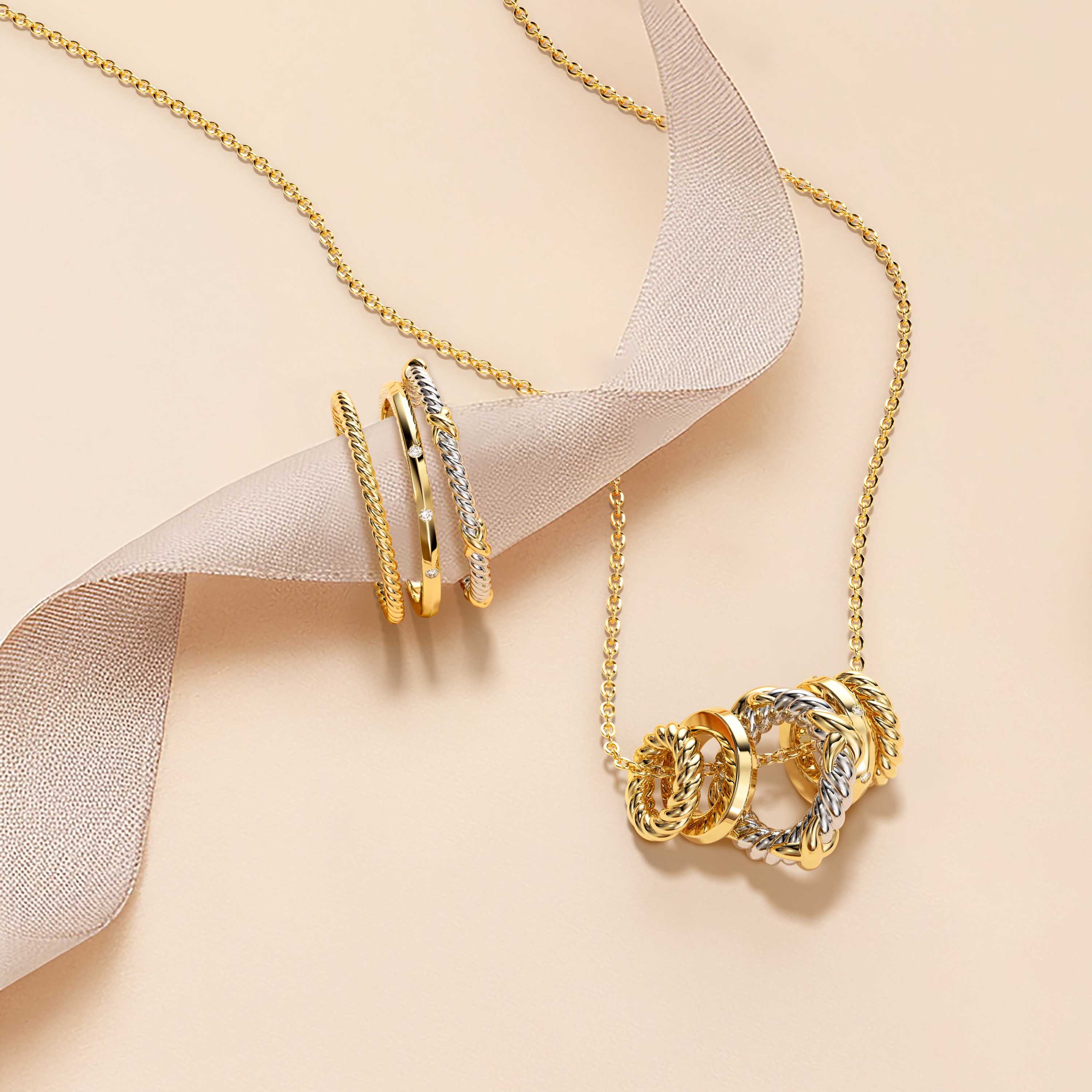 Three-Loop Stackable Knot Ring Set