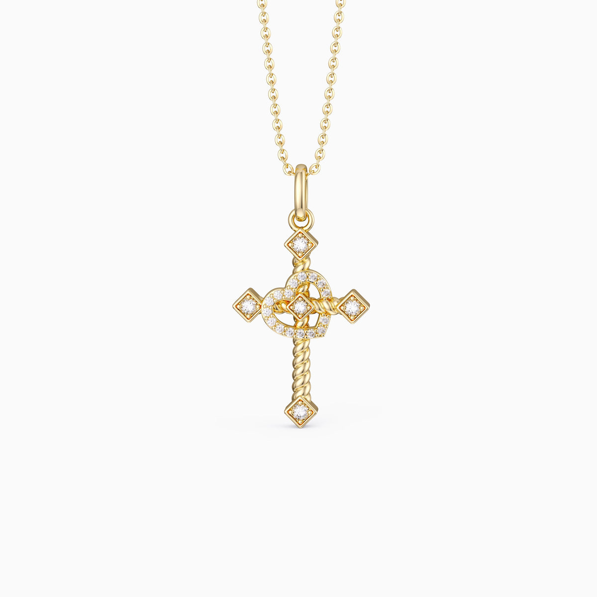 Heart Cross Cord Necklace