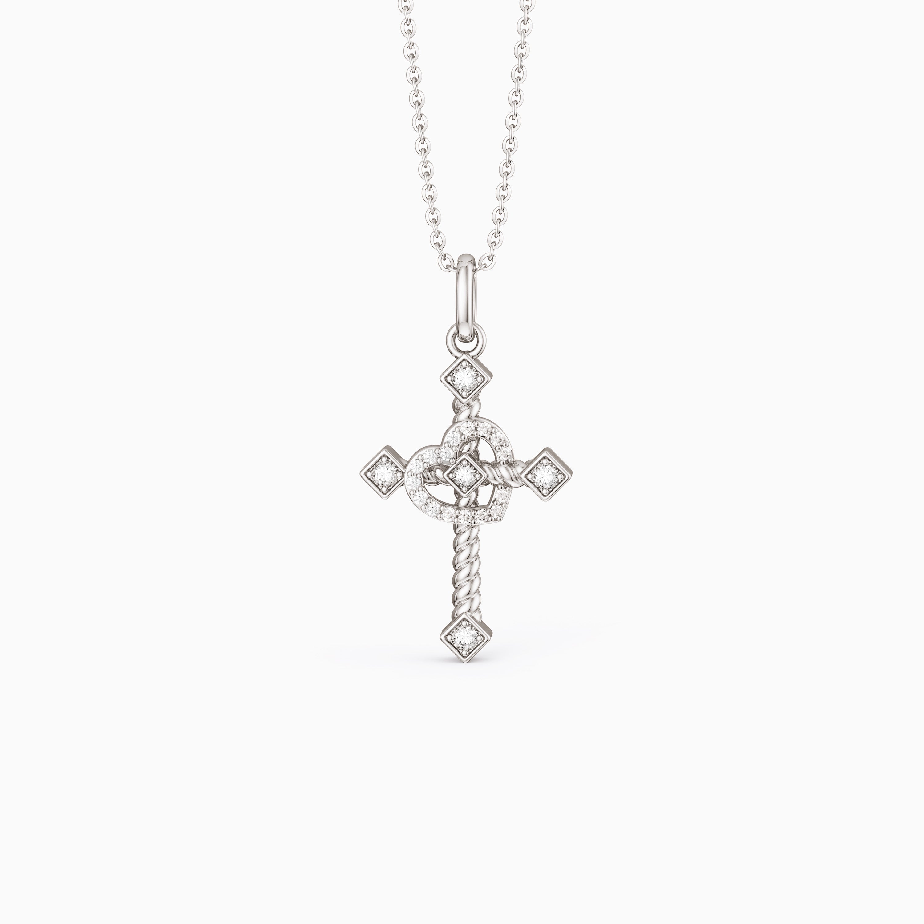 Heart Cross Cord Necklace