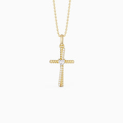 Heart Zircon Cord Cross Necklace