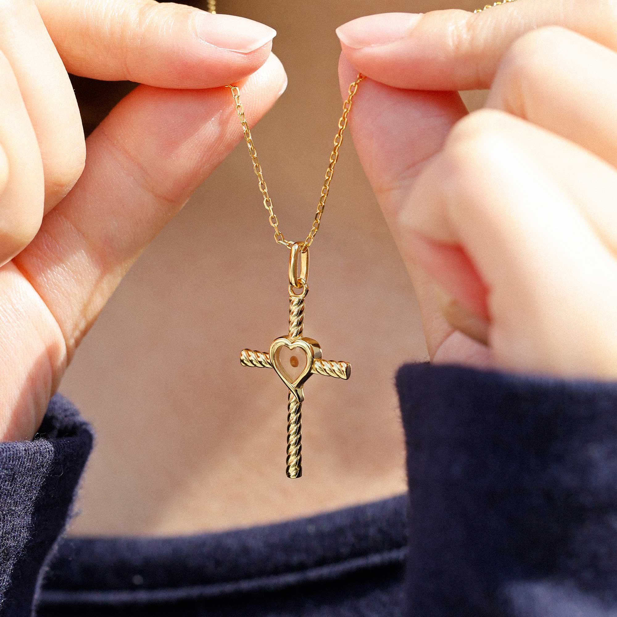 Heart of Mustard Seed Cross Necklace