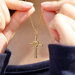 Heart of Mustard Seed Cross Necklace