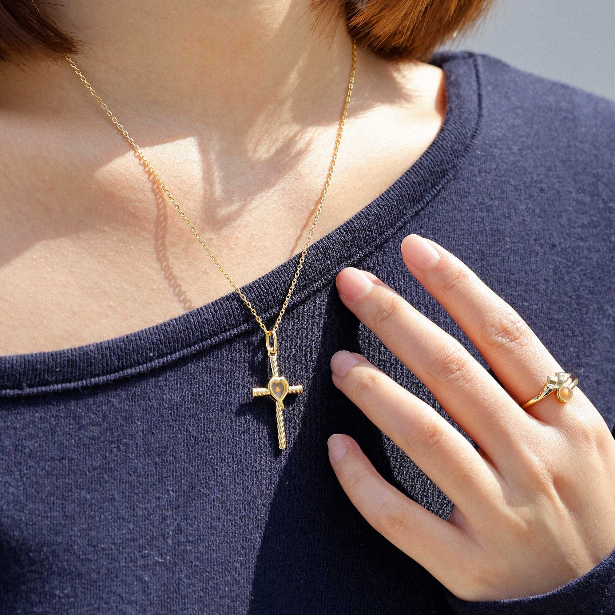 Heart of Mustard Seed Cross Necklace