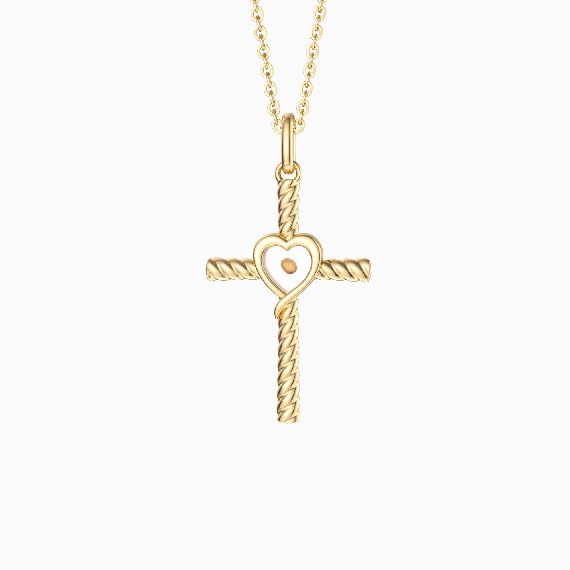 Heart of Mustard Seed Cross Necklace