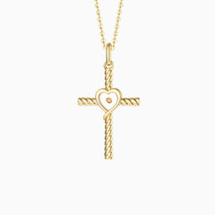 Heart of Mustard Seed Cross Necklace