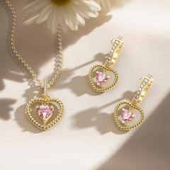 Twisted Heart Cross Pendant Necklace