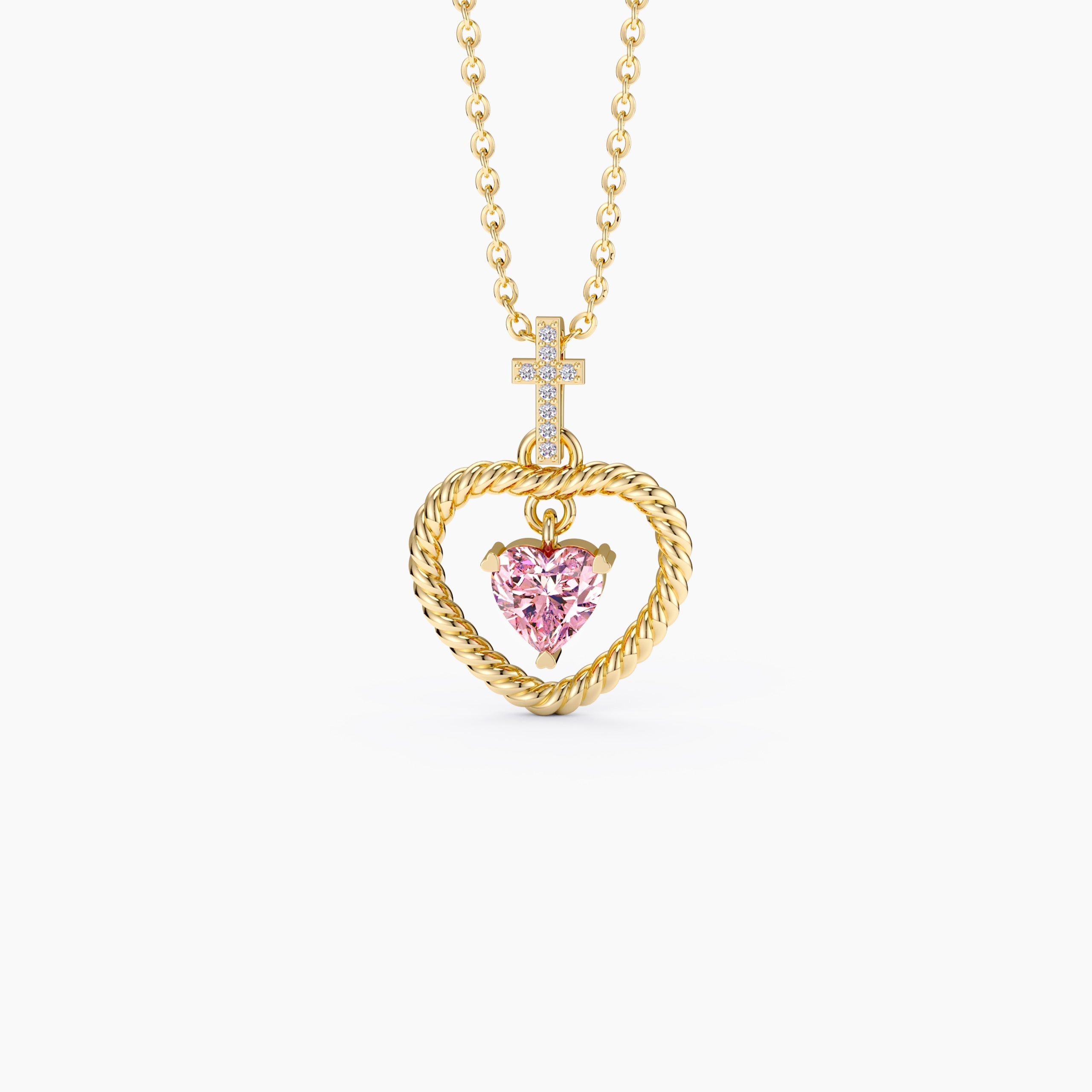 Twisted Heart Cross Pendant Necklace