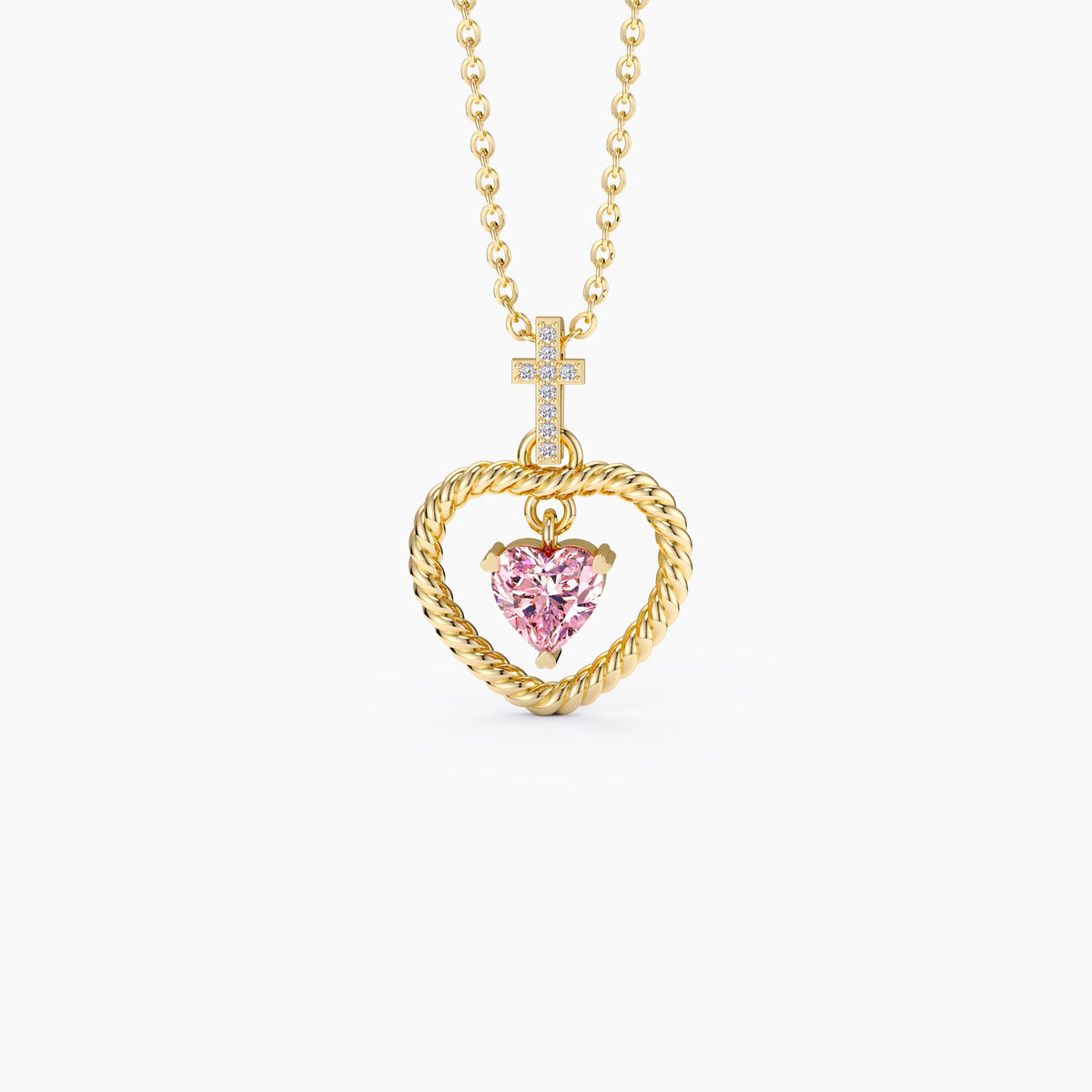 Twisted Heart Cross Pendant Necklace