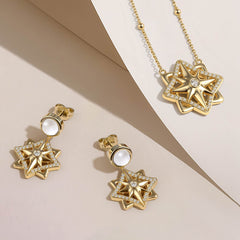 Pave North Star with Moonstone Drop Earrings