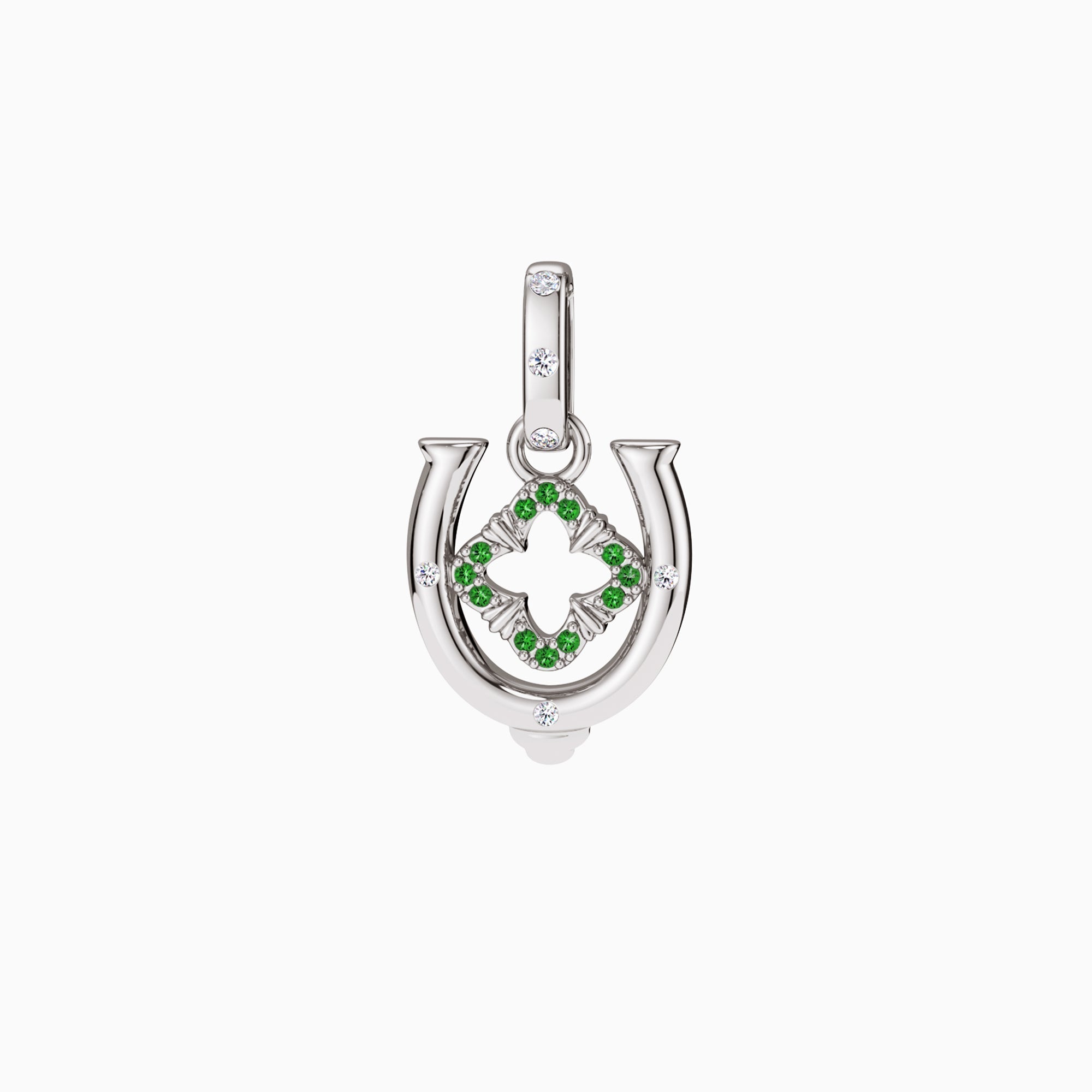 Horseshoe Four Leaf Clover Luck Charm Pendant