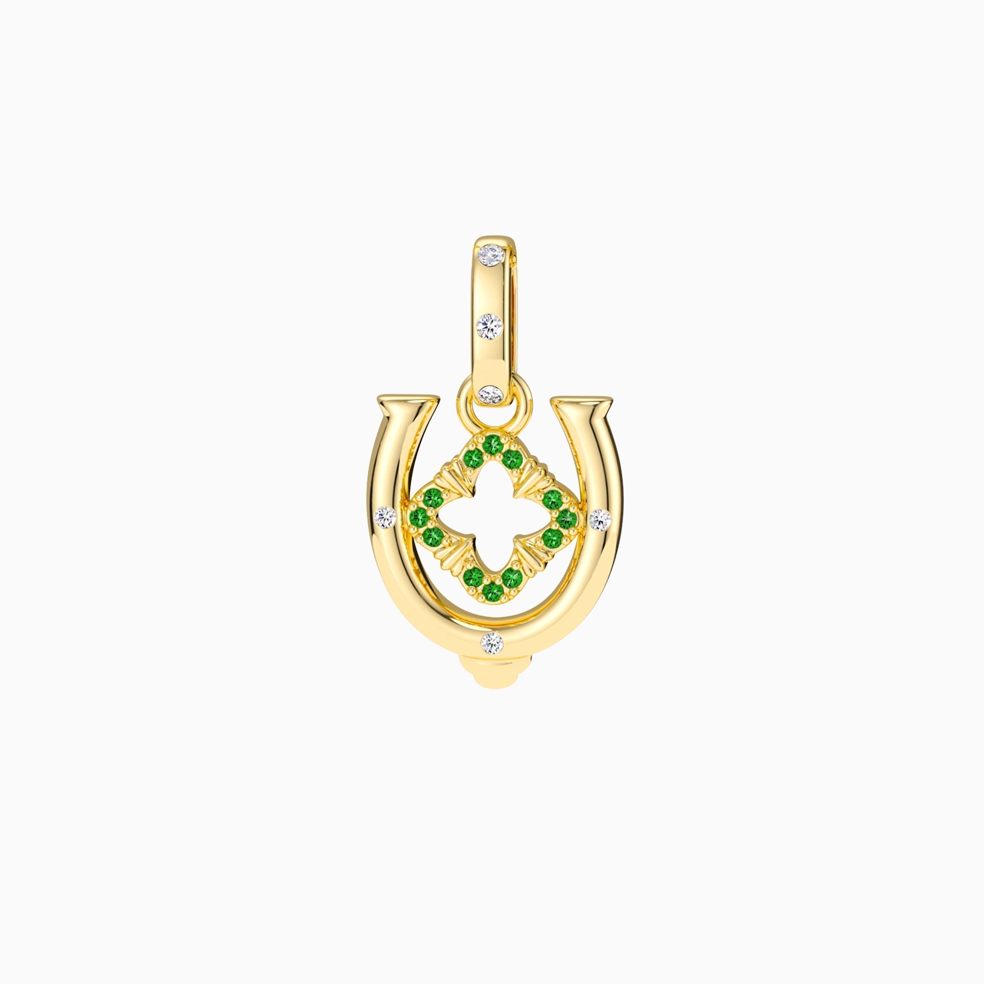 Horseshoe Four Leaf Clover Luck Charm Pendant