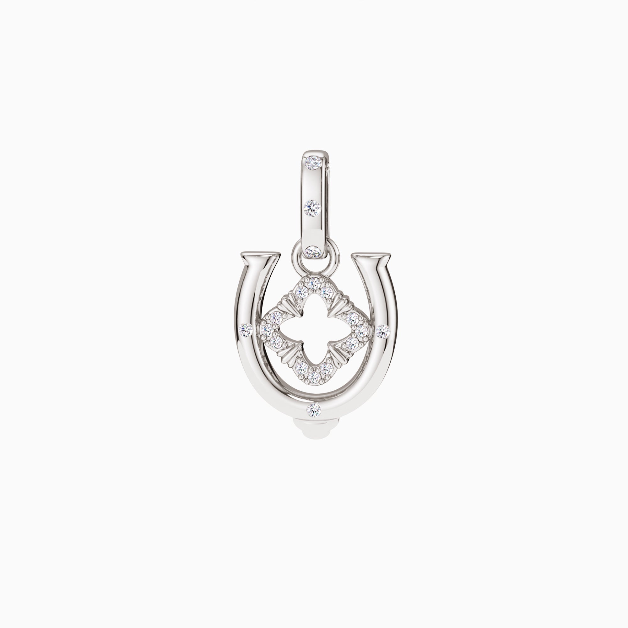 Horseshoe Four Leaf Clover Luck Charm Pendant
