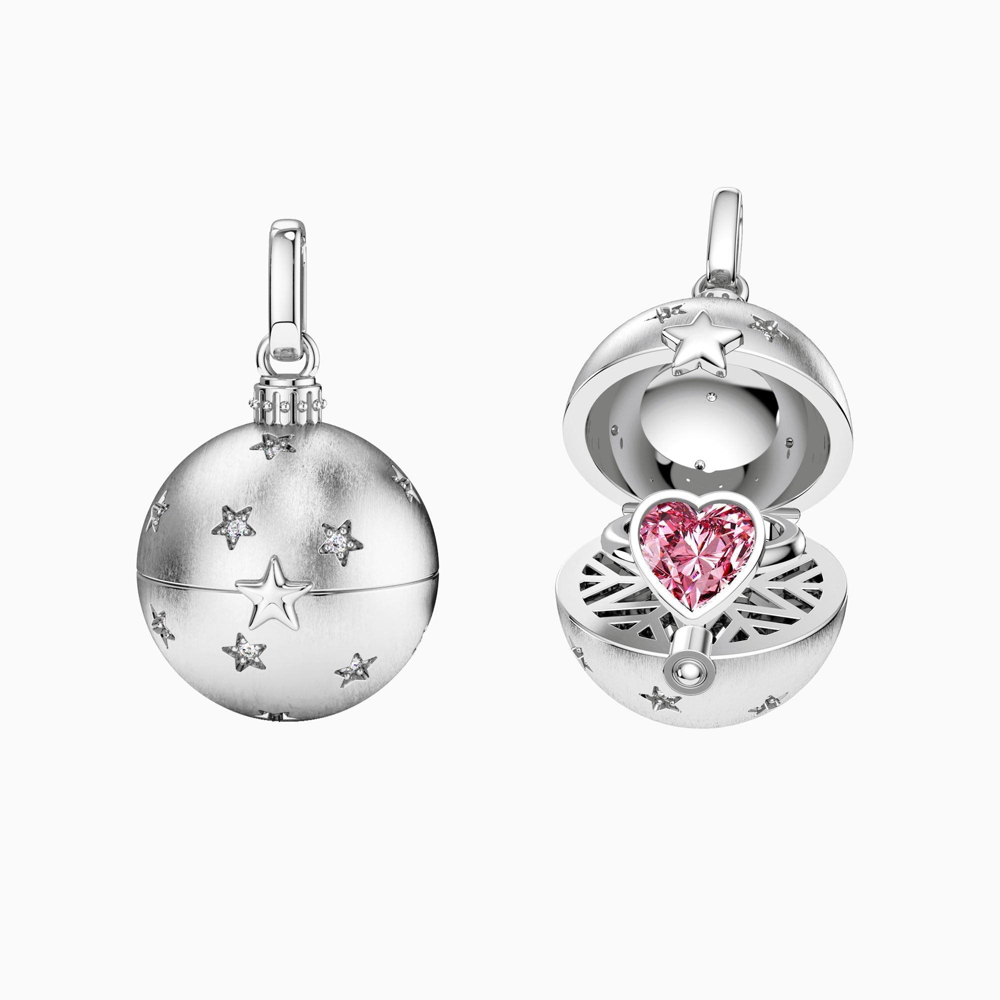 ‘You are My Treasure' Pink Heart Celestial Star Amulet Christmas Ball Locket Pendant