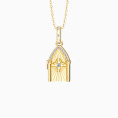 Open the Door to Church Four Leaf Clover Pendant