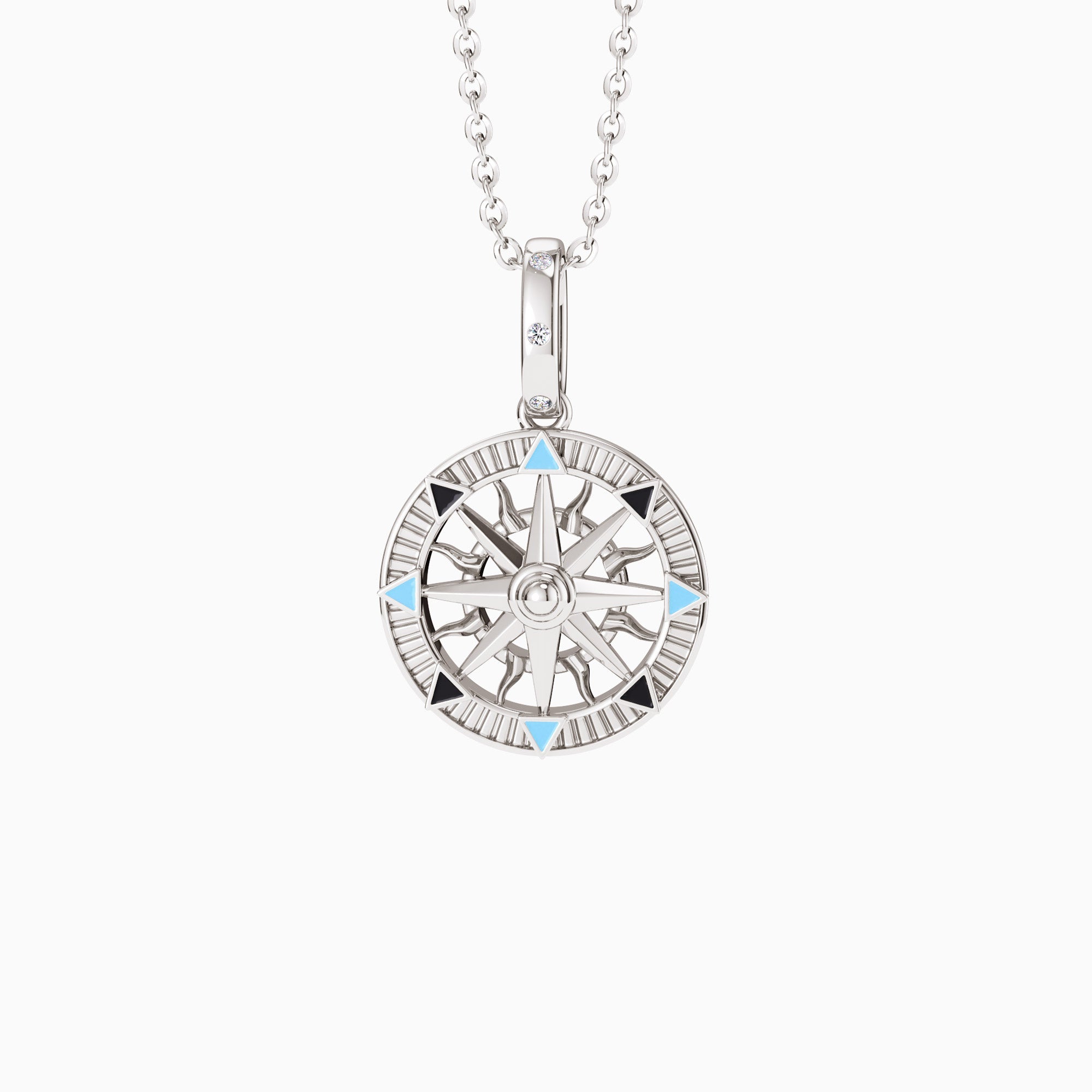 Compass Enamel Charm Medallion Pendant