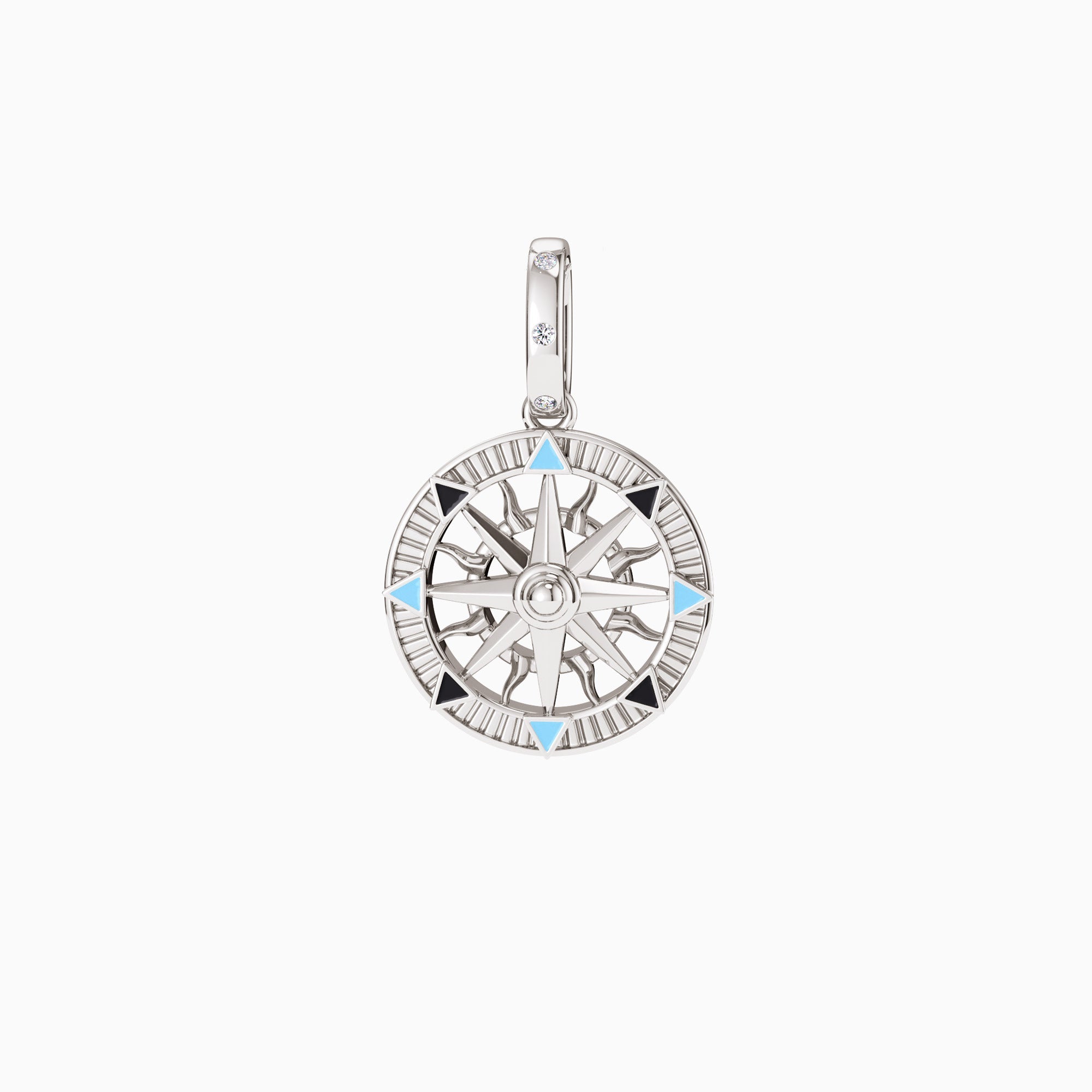 Compass Enamel Charm Medallion Pendant