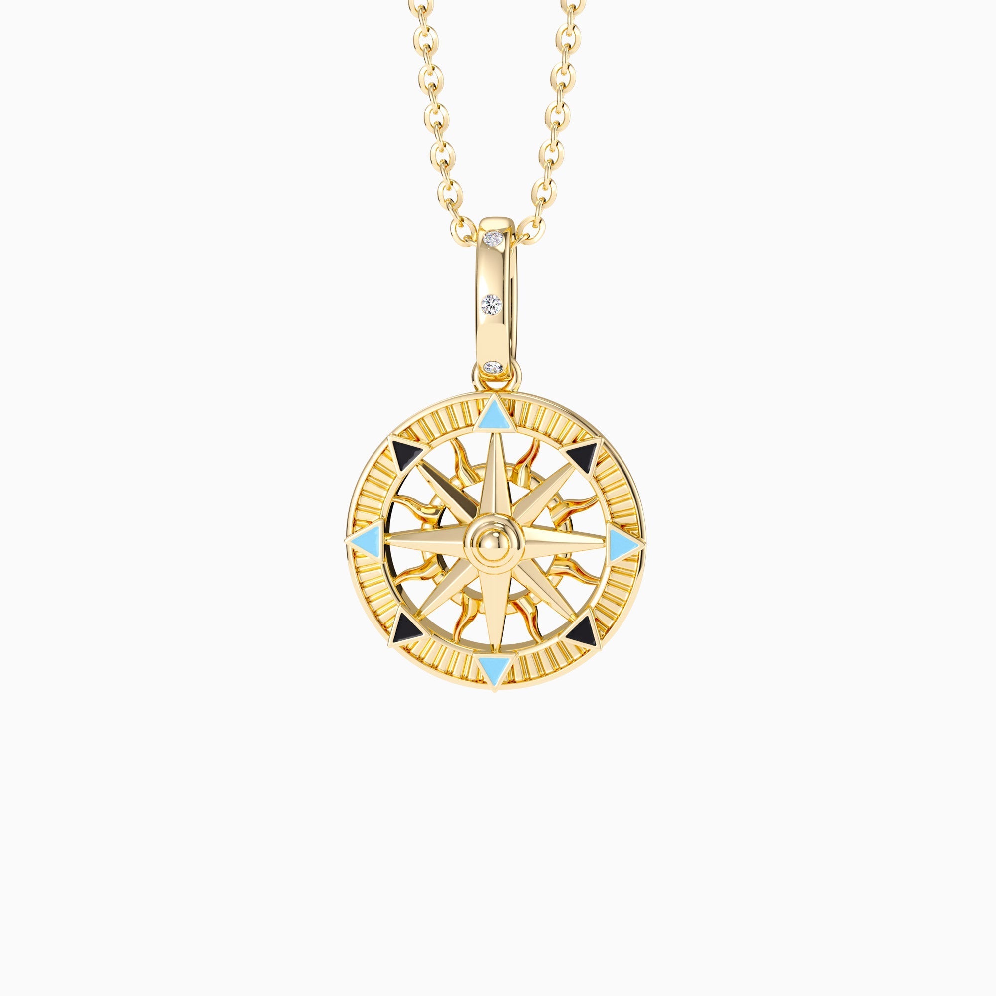 Compass Enamel Charm Medallion Pendant