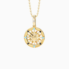 Compass Enamel Charm Medallion Pendant