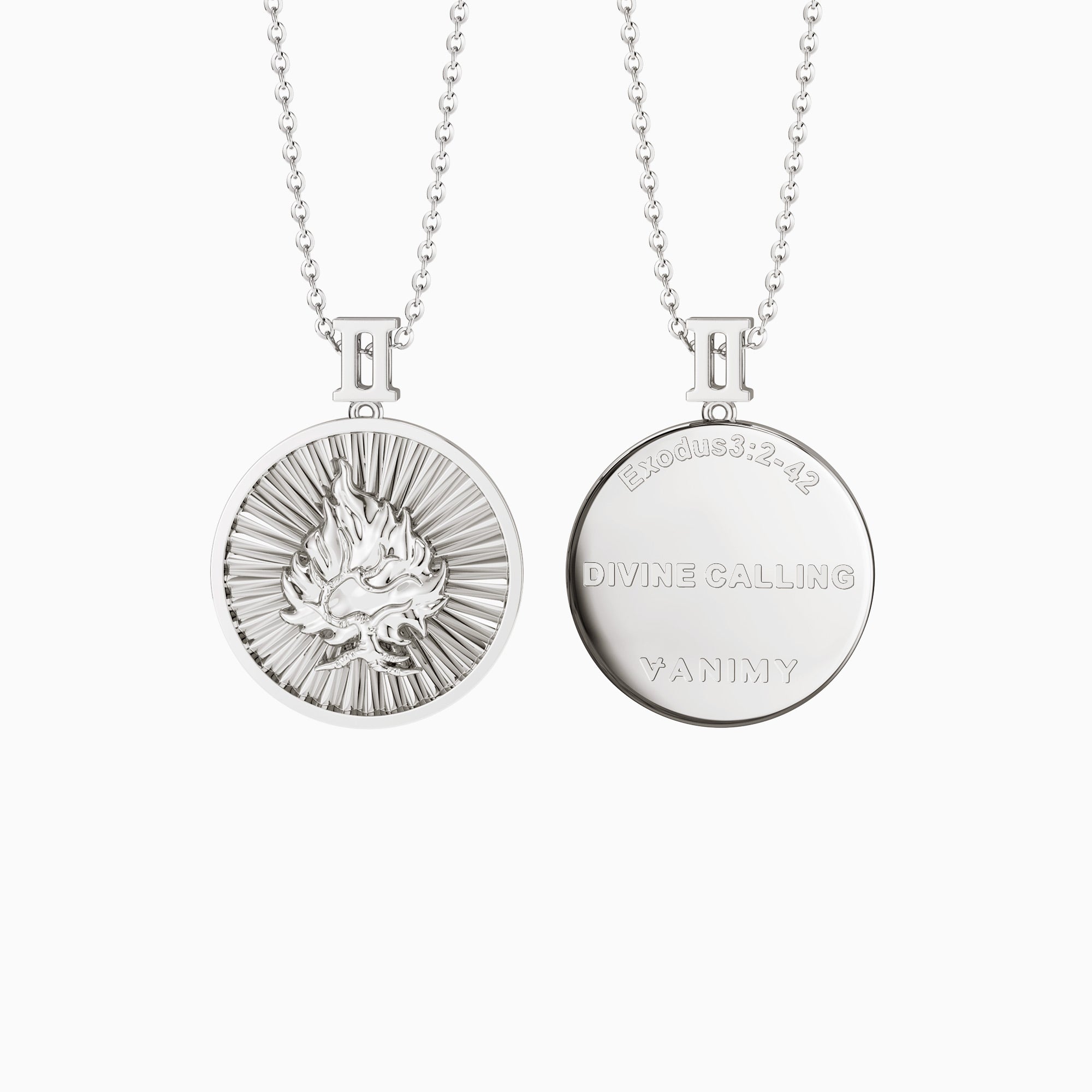 Promised Land Molten Fire Burning Bush Coin Medallion Necklace