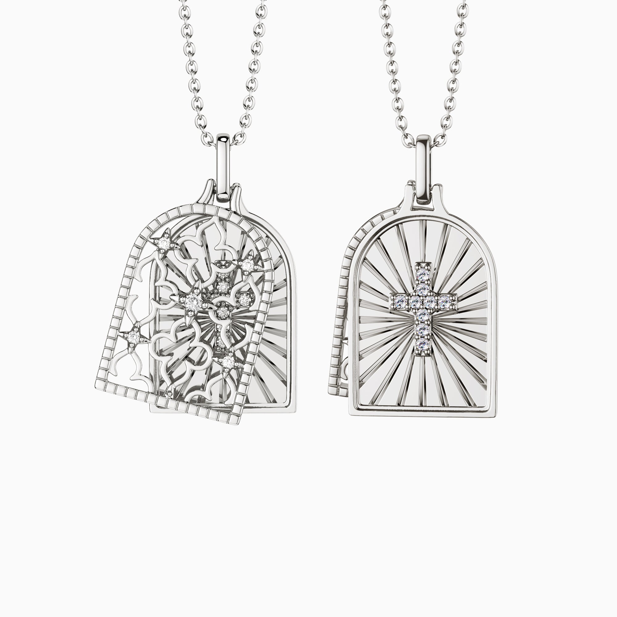 Gothic Rose Window Divine Cross Pendant Necklace