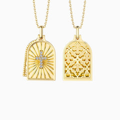 Gothic Rose Window Divine Cross Pendant Necklace