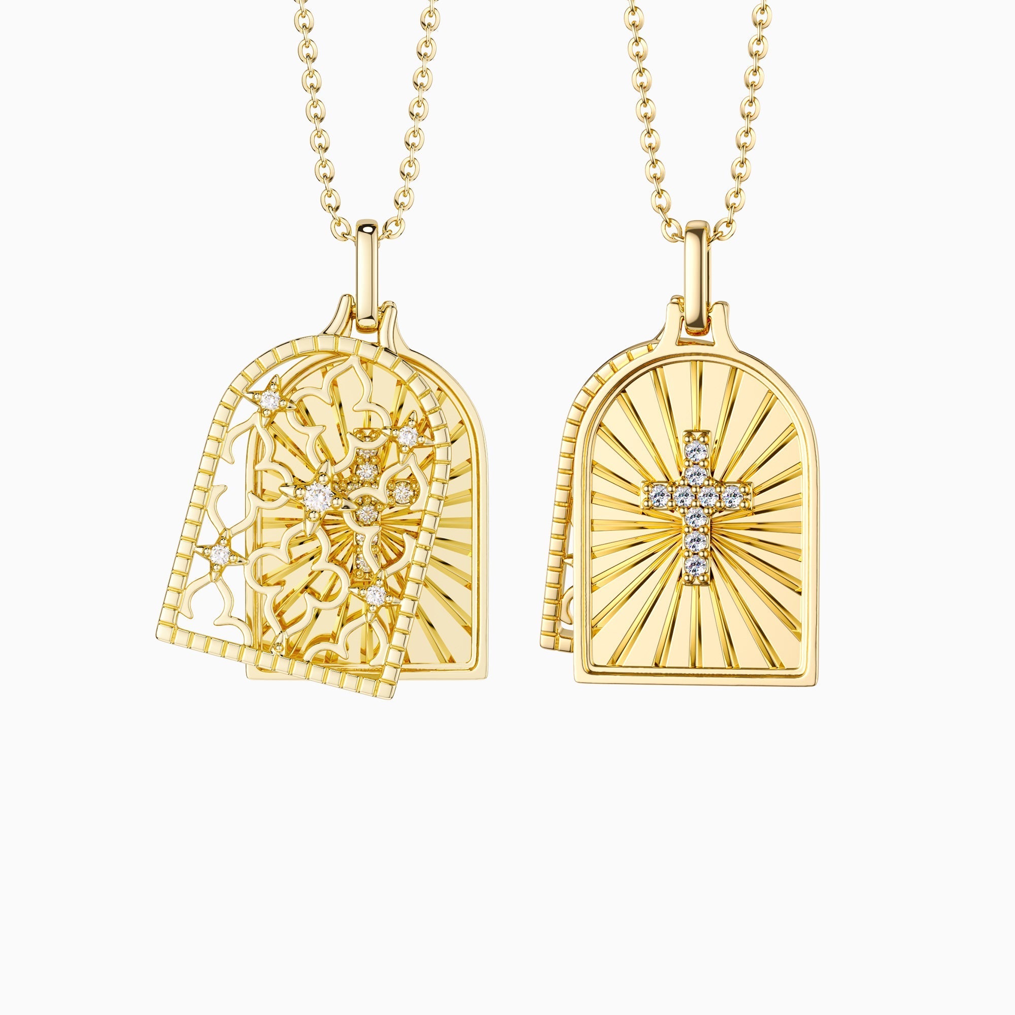 Gothic Rose Window Divine Cross Pendant Necklace