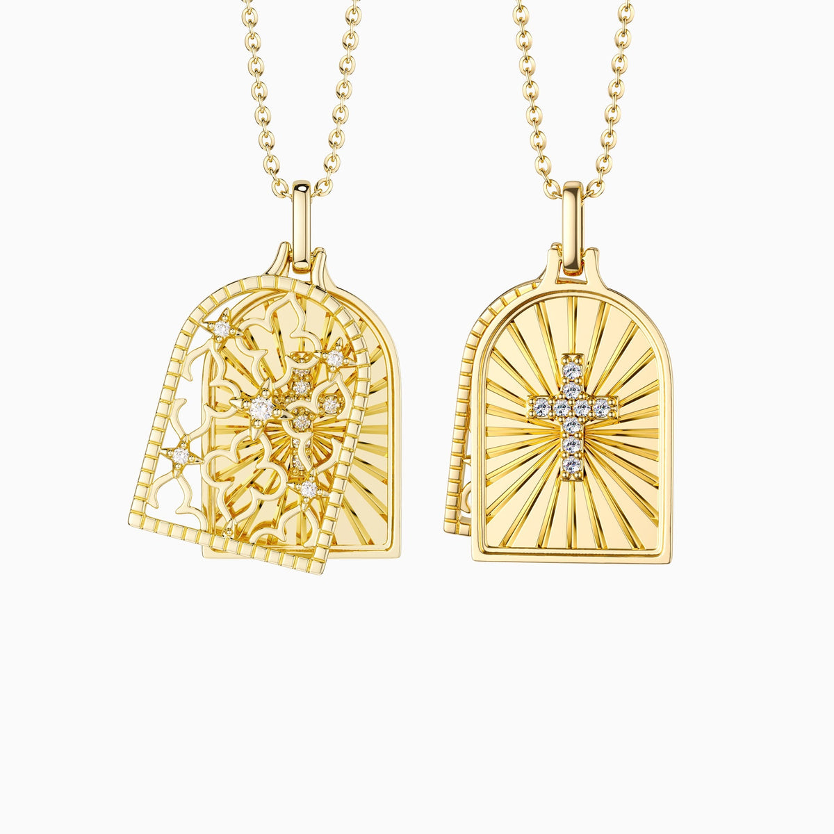 Gothic Rose Window Divine Cross Pendant Necklace