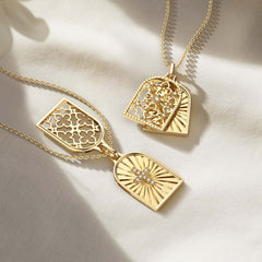 Gothic Rose Window Divine Cross Pendant Necklace