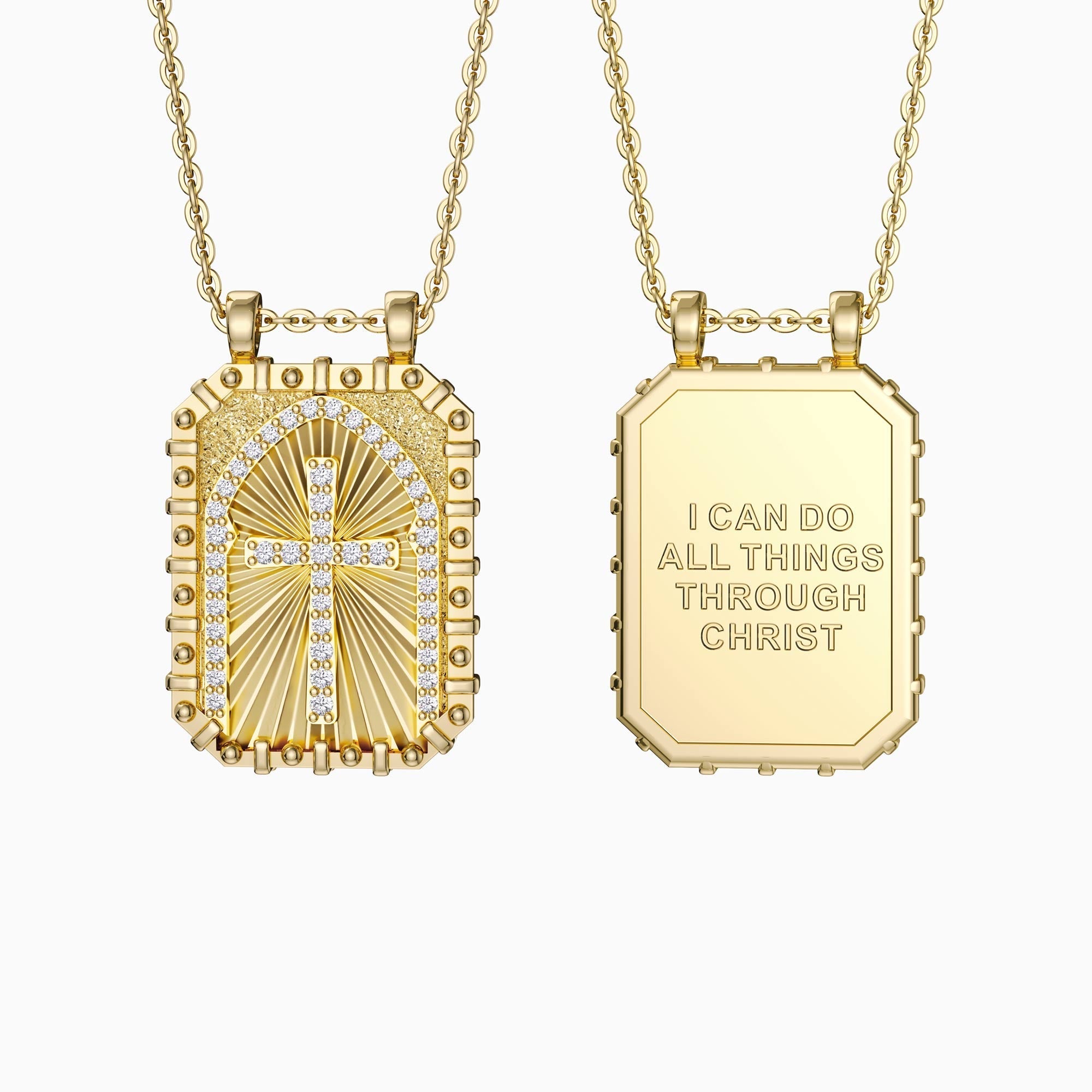 I Can Do All Things Through Christ Cross Engraved Necklace